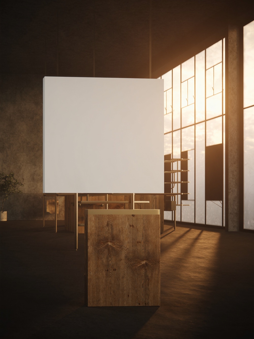 Markenraum mit Feature-Wall und Produkt-Plinth — Brandstifter for Brands